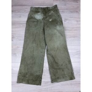 Bagatelle Collection Olive Green Acid Wash Wide Leg Utility Pants Womens 8 83321